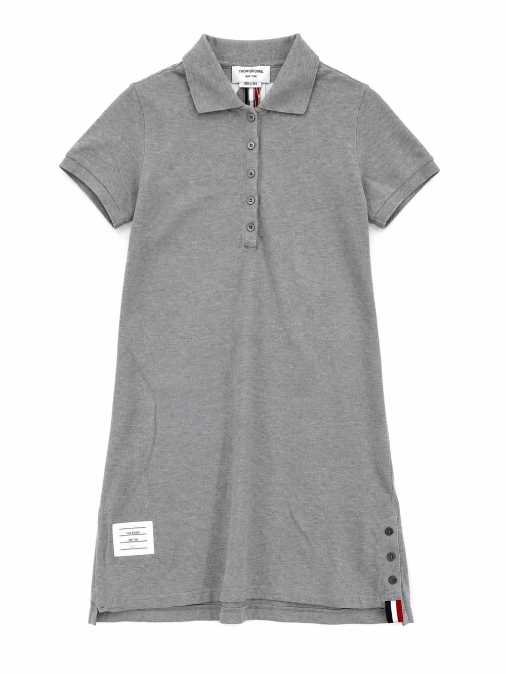 Thom Browne Grey Polo Shirt Dress with Tricolor Tab